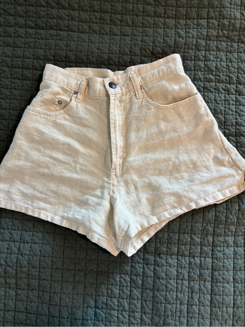 High-Waist linen Cream Women’s Shorts